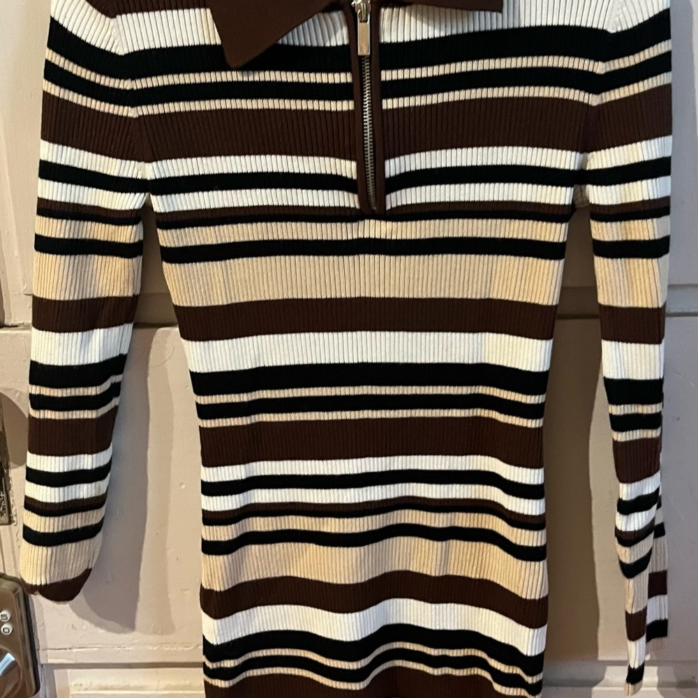 No Boundaries Brown Striped Midi Dress